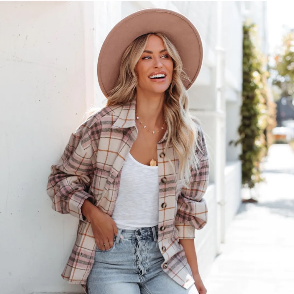Vici Miou Muse - Button Down Plaid "Shacket"